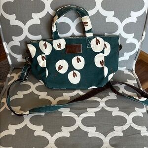 Maika Teal Crossbody Bag with White Floral Design